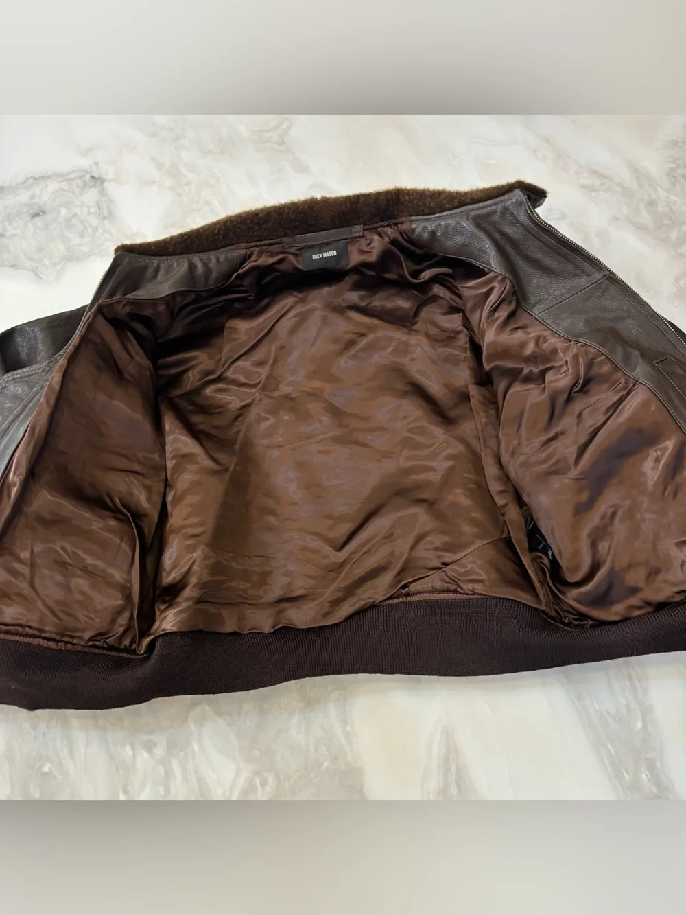 Buck Mason Men’s Ranger Leather G-1 Flight Jacket Size Large Brown